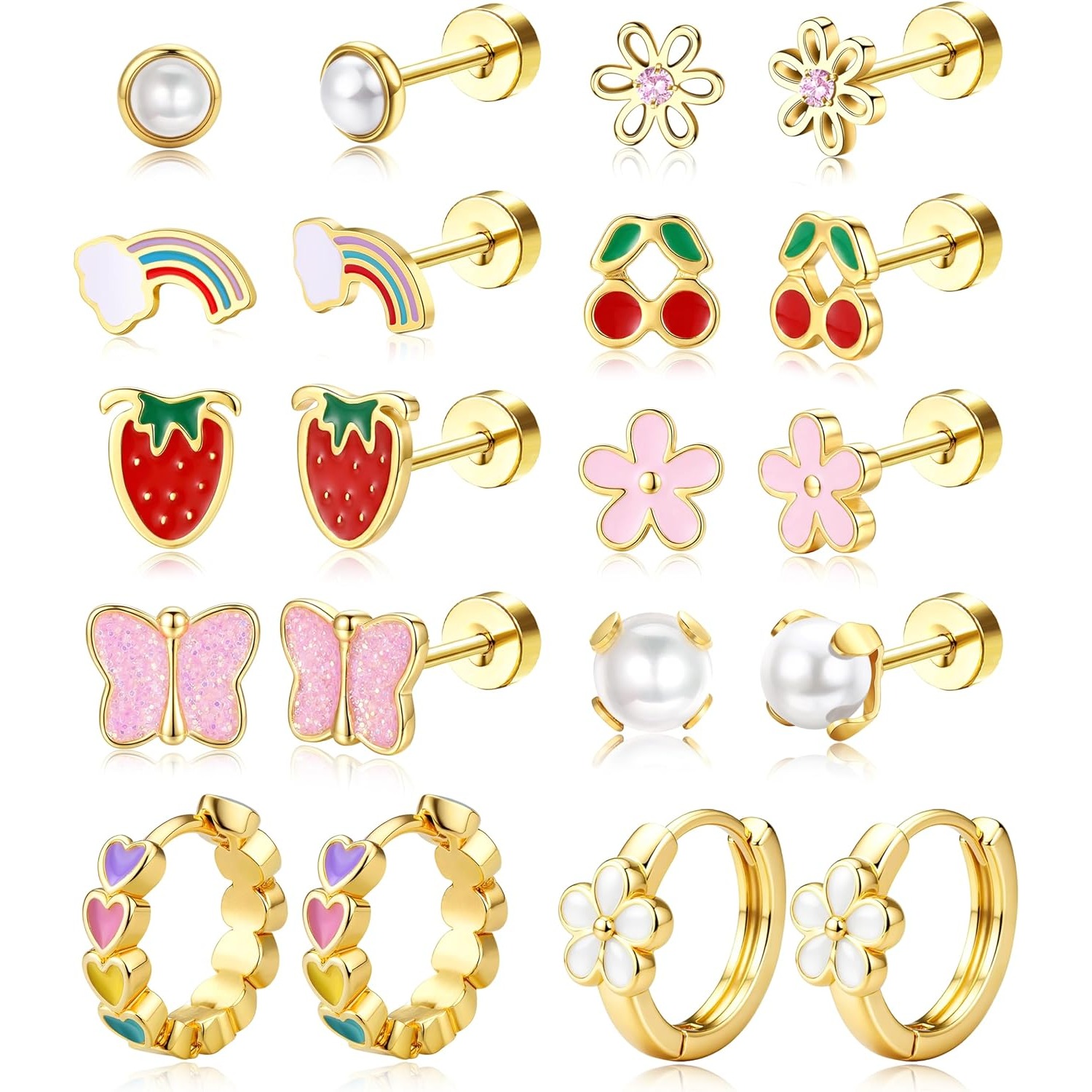 Body Jewelry Surgical Steel - FASACCO 1 Çift Altın Kaplama, Alerji