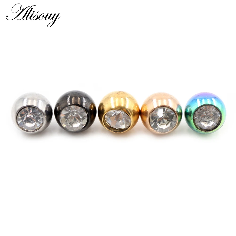 Body Jewelry Replacement Ball - 2 Adet 14G/16G Zirkon Taşlı Paslanmaz