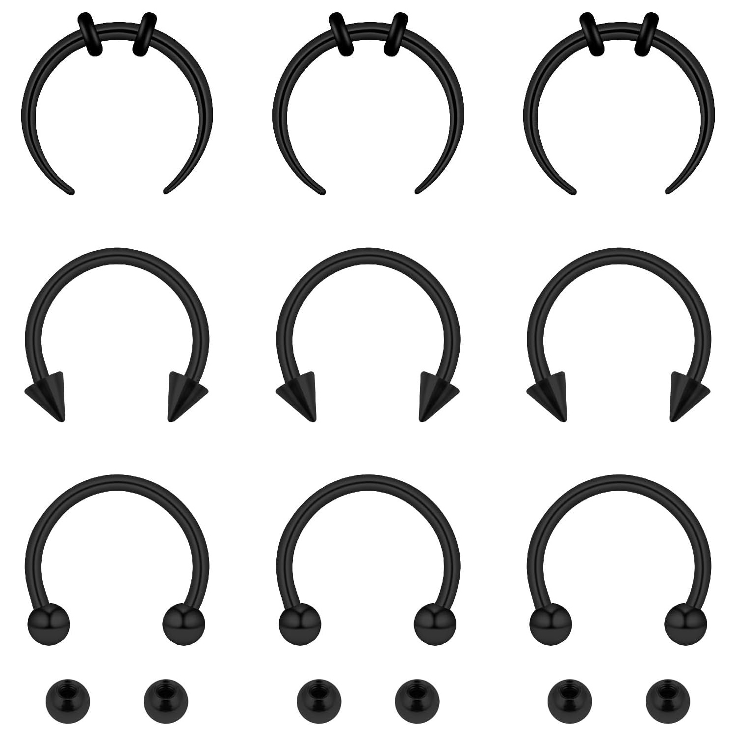 Body Jewelry Replacement Ball - 15 Parça Set Septum Burun Halkaları,