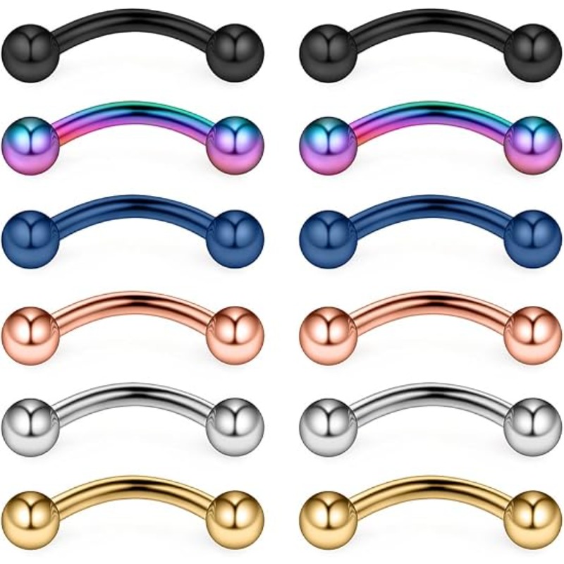Body Jewelry Surgical Steel - 12 adet 16G cerrahi çelikten yapılmış
