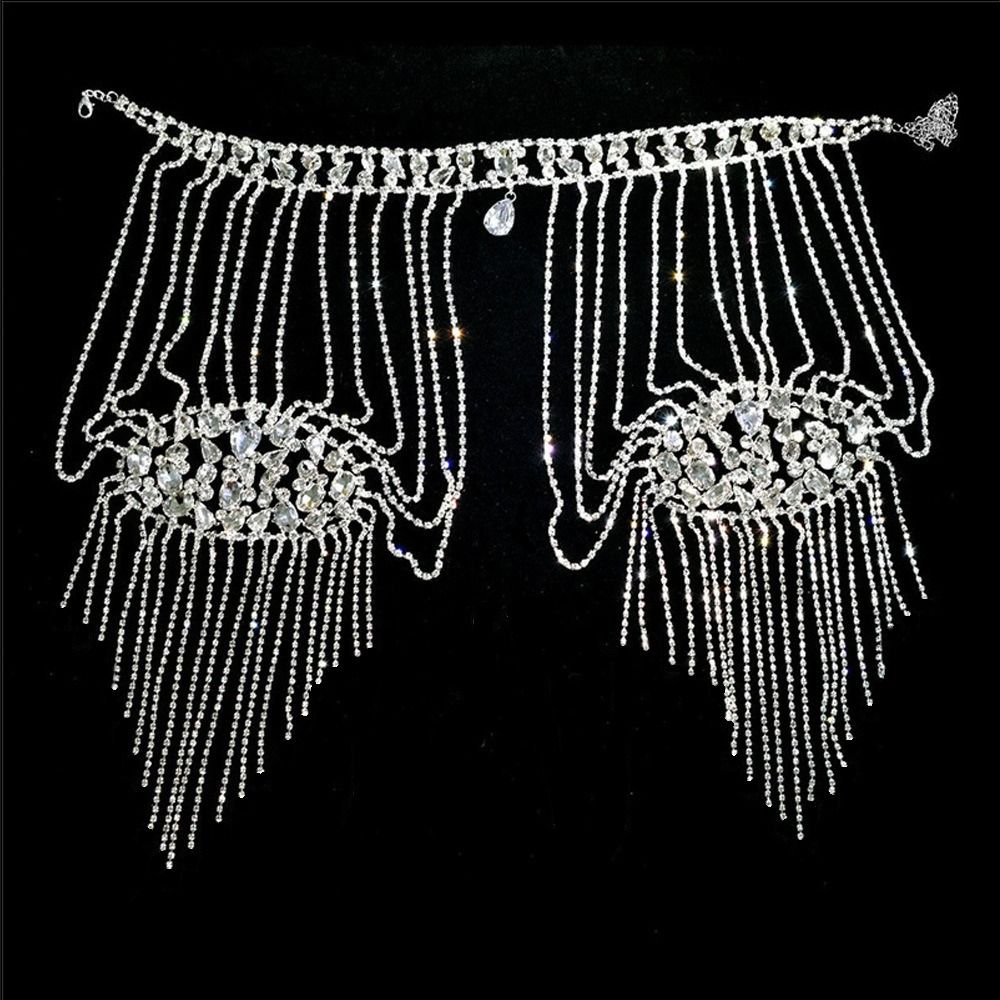 Body Jewelry Necklace - Lüks Tasarım Taşlı Omuz Kolyesi Zarif