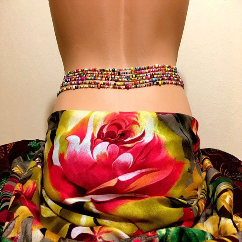 Body Jewelry For You - Kadınlar katmanlı boncuklu göbek zinciri Boho