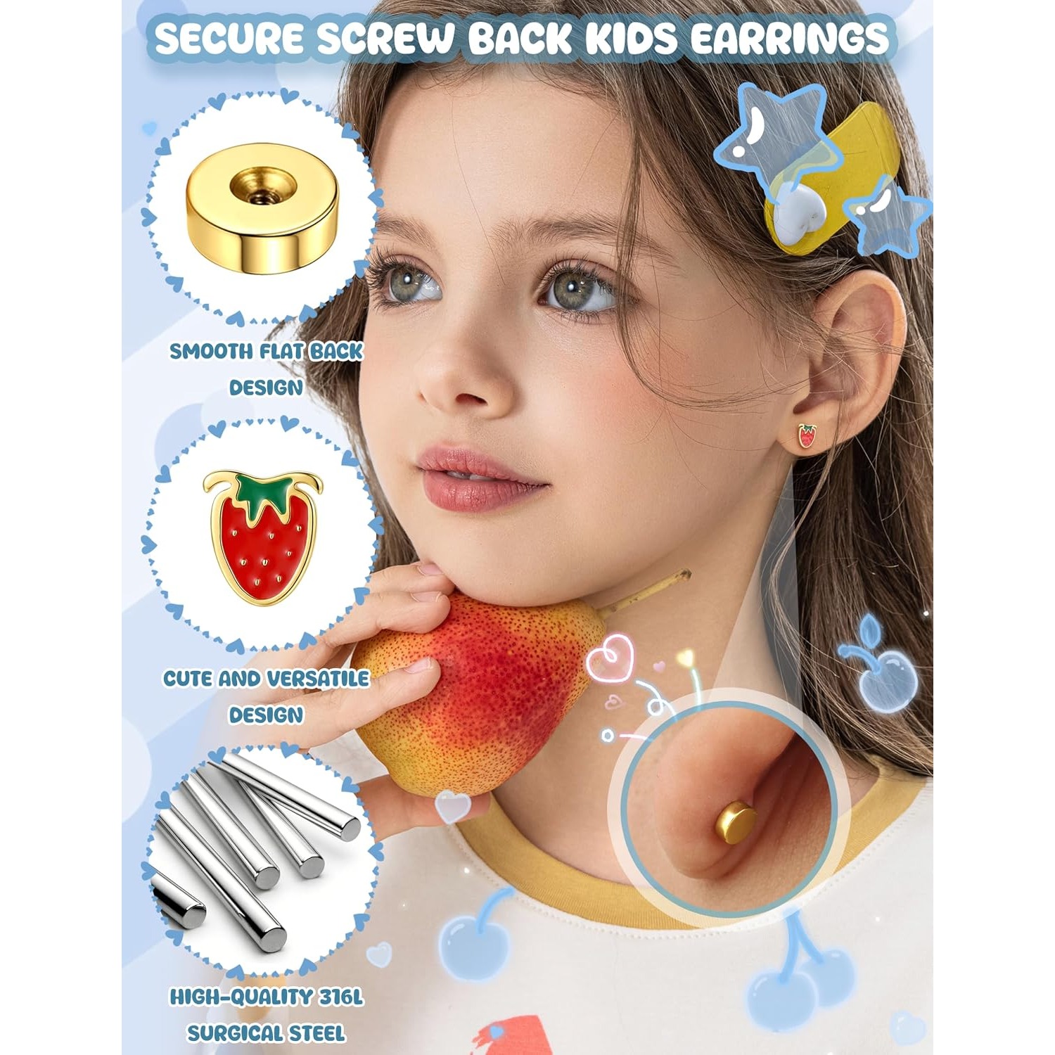 FASACCO 1 Çift Altın Kaplama,  - Body Jewelry Surgical Steel incelemesi ve fiyatı