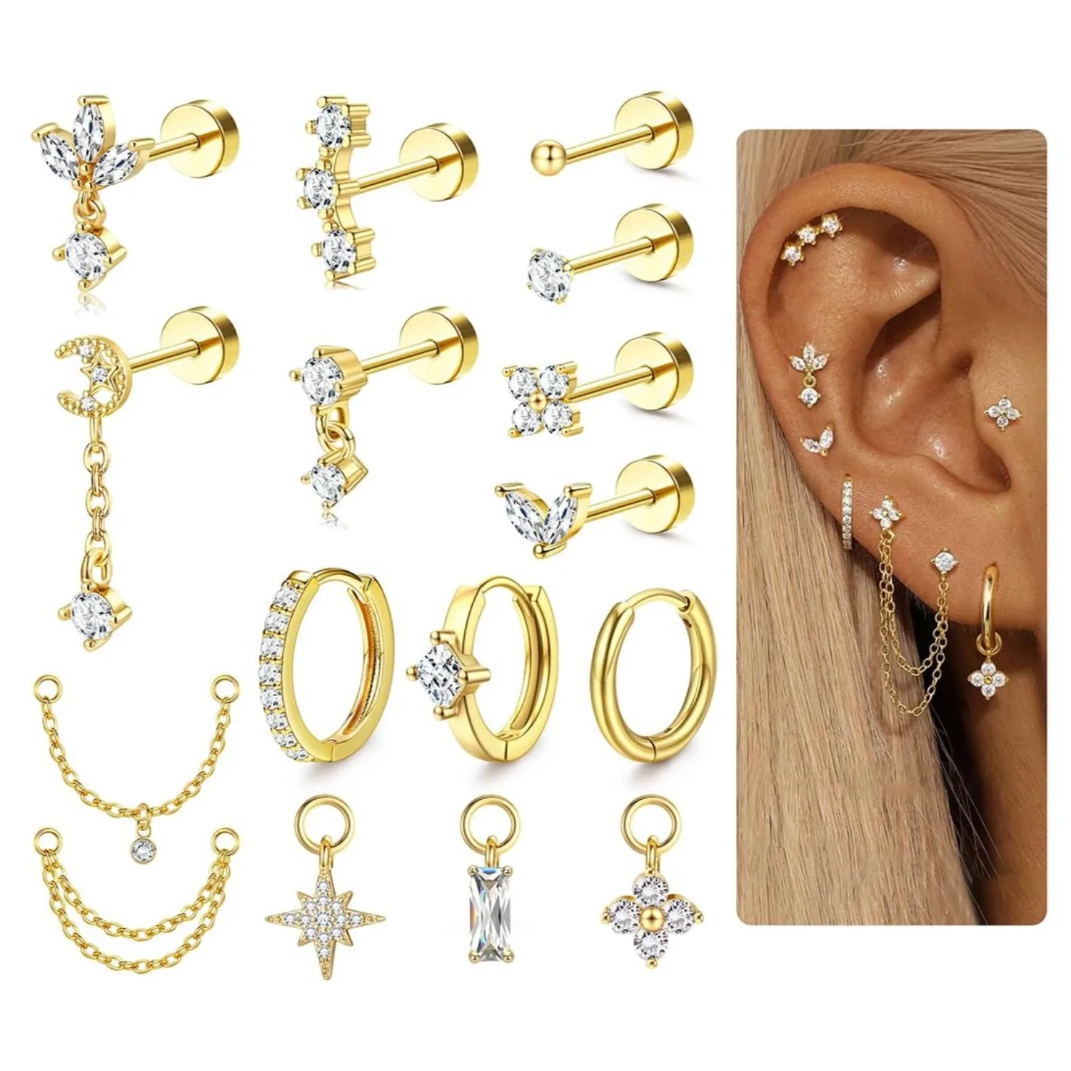 Kadınlar için 16 Ölçü Kıkırdak - Body Jewelry Surgical Steel incelemesi ve fiyatı